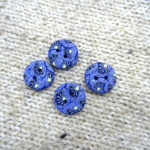 Boutons bleus motif wax ronds 19 mm0.74 faits à la main lots de 5 image 5
