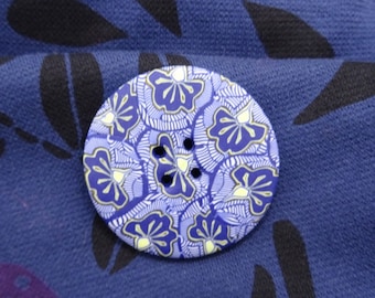 Grand bouton effet wax bleu, 4.3 cm (1.69"), fait main