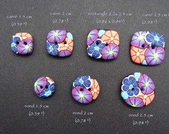 Colorful flower buttons, several shapes and sizes to choose from, handmade