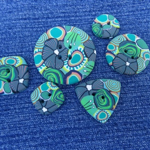 Handmade green buttons, several shapes and sizes to choose from image 9