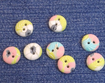 Round fancy sewing buttons 15 mm (0.59"), packs of 8, handmade