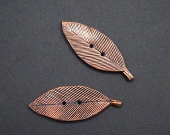 Boutons de couture: les feuilles cuivrées, lot de 2, 5.5 cm (2.16")