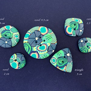 Handmade green buttons, several shapes and sizes to choose from image 1