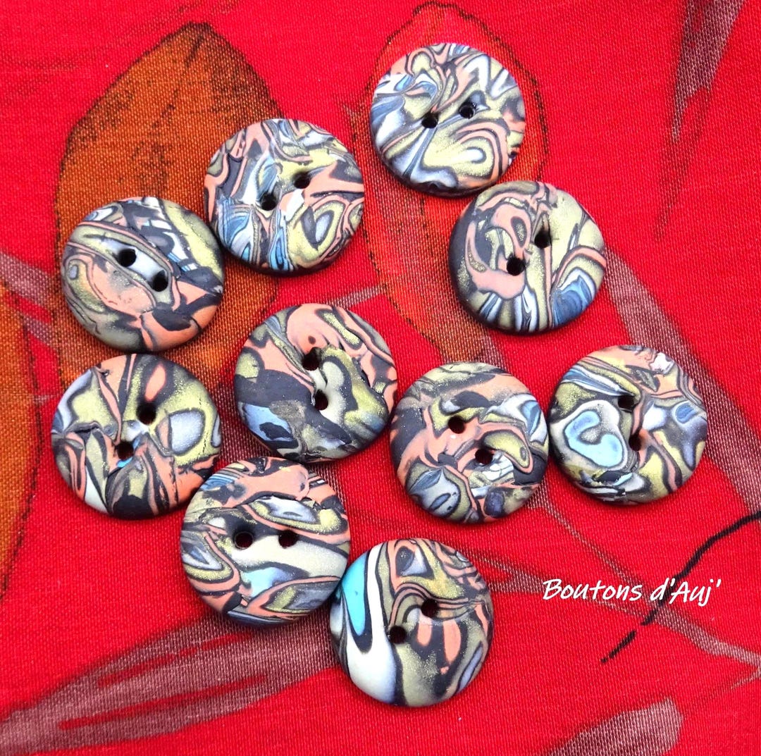 Fresh and Colorful Buttons – Coral, Beige and Bronze, 2 Cm, Packs of 4 ...