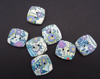 Flower sewing buttons 2.4 cm, handmade, painting on polymer clay