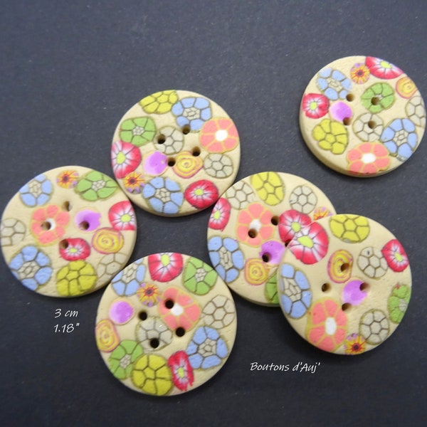 Boutons de couture fantaisie motif liberty- 3 cm (1.18") -en lots de 2