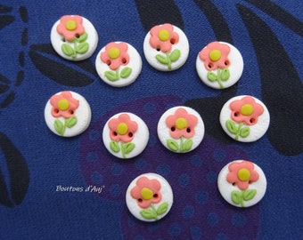 Petits boutons fleurs pour enfants 1.5 cm (0.59"), lots de 5, faits à la main