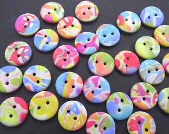 Brightly colored fancy sewing buttons 1.8 cm (0.7"), packs of 5 or 6.