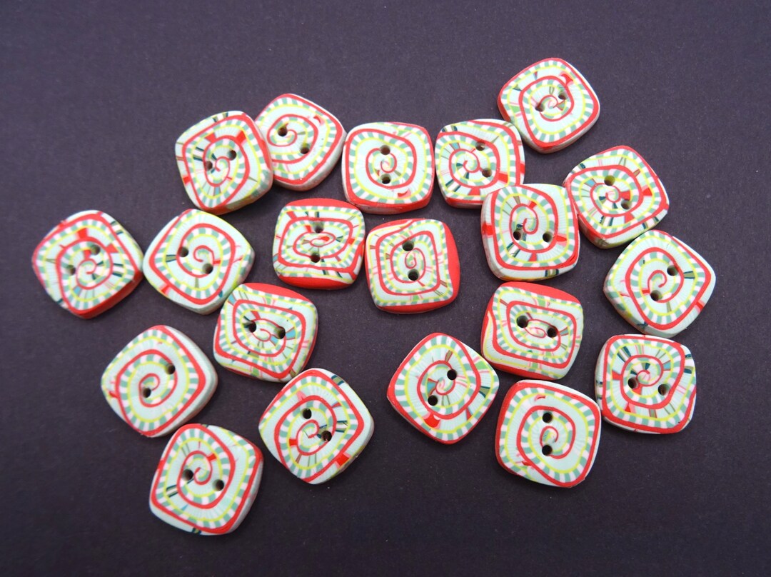 Pretty Square Sewing Buttons 2 Cm Water Green and Bright Pink Etsy