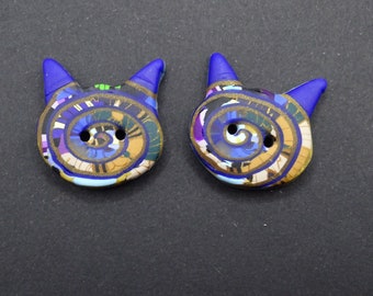 Boutons de couture: les chats bleus 2.5 cm, en lots de  2