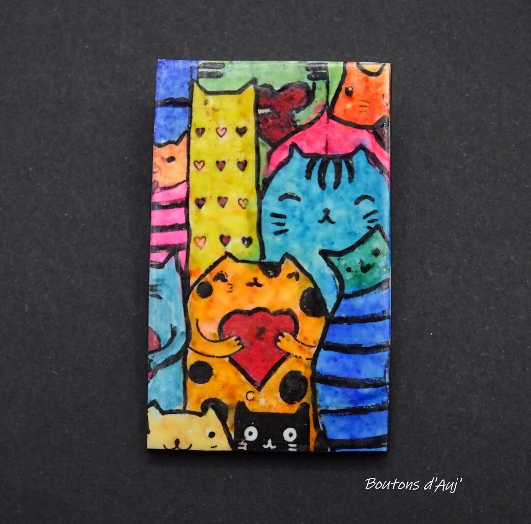 Broche émaillée Chat Clown – Bijou Fantaisie Coloré, Neuf