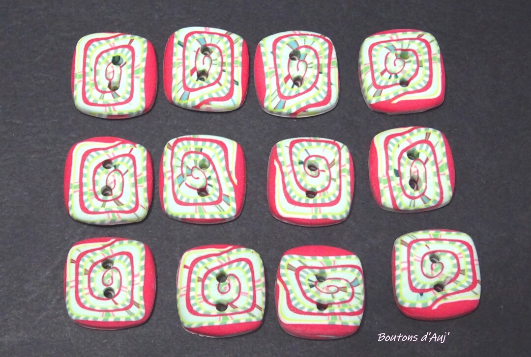 Square Sewing Buttons 2 Cm Water Green and Bright Pink Packs Etsy