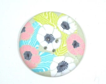 Colorful fancy button, 4.3 cm (1.57 inches) , sewing creation, handmade button, polymer clay, designer button, fashion button, sewing button