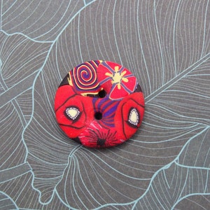 Red buttons, several shapes and sizes to choose from, handmade image 3