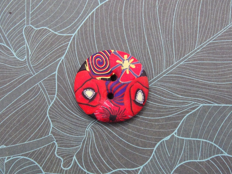 Red buttons, several shapes and sizes to choose from, handmade image 3