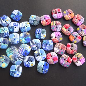 Naaiknopen met patchwork-effect, handgemaakt, 2 cm x 2 cm, gemaakt van polymeerklei.