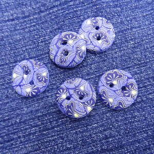 Boutons bleus motif wax ronds 19 mm0.74 faits à la main lots de 5 image 8