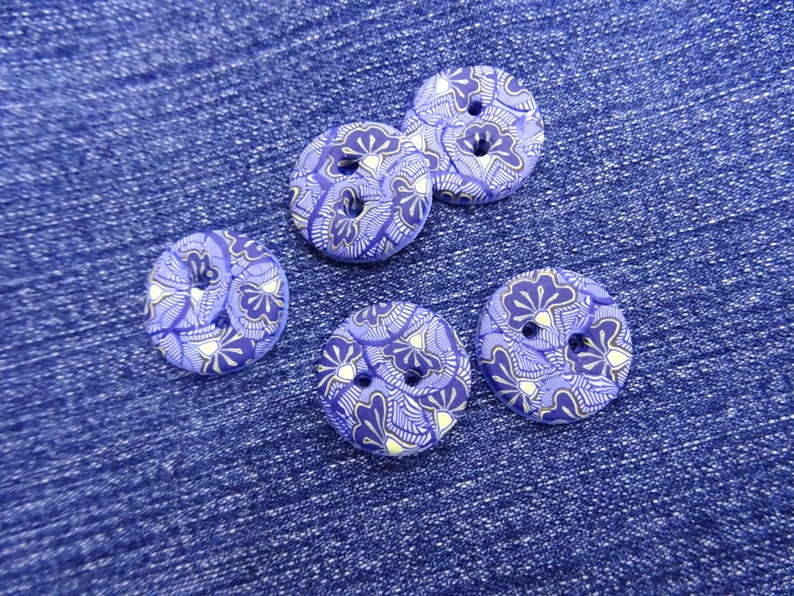 Boutons bleus motif wax ronds 19 mm0.74 faits à la main lots de 5 image 8