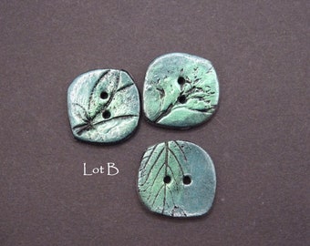 Boutons de couture à motifs de feuilles, 25 mm (0.98 in), lot de 3