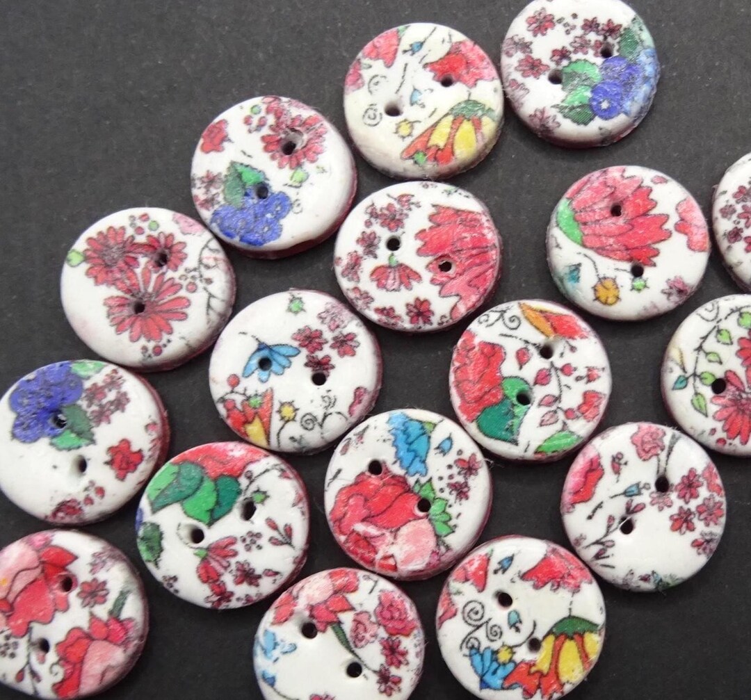 Lot De 6 Boutons Roses Transparents Motif Fleurs - Boutons à Hampe Pour Couture