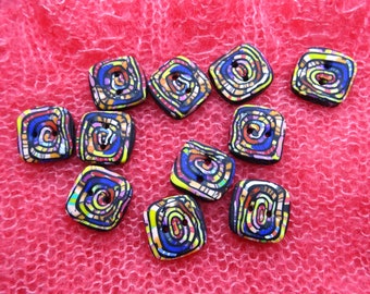 Boutons de couture carrés à spirales, carrés 2 cm (0.78"), lots de 5 et 6