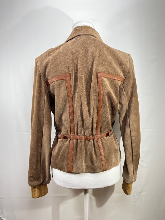 VTG Ladies 100% Suede Leather Caramel Brown Bombe… - image 3