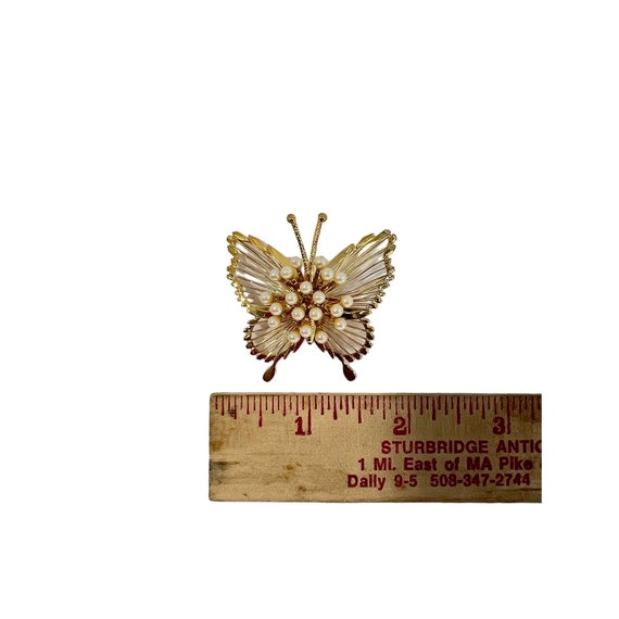Monet Gold tone Wire Butterfly Brooches 1 w/faux … - image 7
