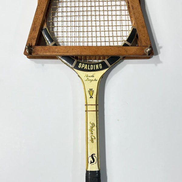 Spalding Pancho Gonzales Tournament Tennis Racket Racquet signed Wood Vintage