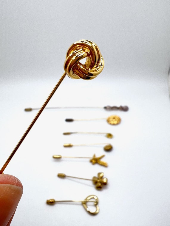 9 Gold tone Stick Hat Pins Goldstone Adventurine … - image 9