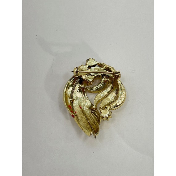 VTG Gold Tone Foiled Textured Flowing Leaves w/Fa… - image 9