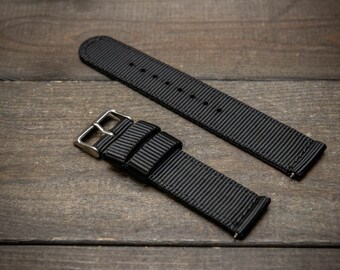 Nylon Military Watch Strap, Premium Two-Piece watch band 17mm, 18mm, 19mm, 20 mm, 21 mm, 22 mm, 23 mm