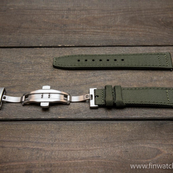 Canvas waterproof watch strap,17mm, 18mm, 19 mm, 20 mm, 21 mm, 22 mm. 23mm, 24mm. with a deployment clasp.