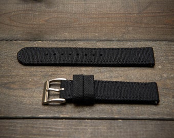 Vintage Canvas Watch Strap - Classic Elegance for 19mm to 24mm Timepieces