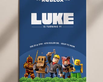Zaproszenie urodzinowe Roblox, zaproszenie dla dzieci Roblox, zaproszenie Roblox, zaproszenie na imprezę Roblox, karta z zaproszeniem urodzinowym Roblox, upominki na imprezę Roblox