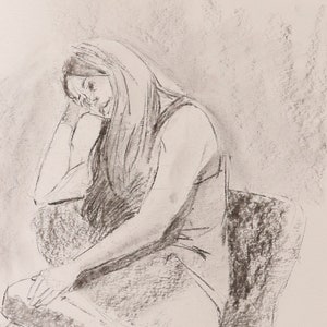 Original Art Drawing - &quot;Life Drawing 006&quot; (2019). Charcoal on Paper Artwork