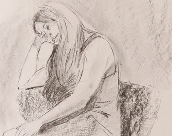 Original Art Drawing - "Life Drawing 006" (2019). Charcoal on Paper Artwork