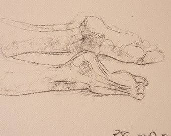 Original A4 Charcoal Drawing Digital Print - "Feet" (2019)