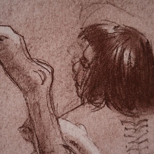Original Art Drawing Conte Crayon on Paper Artwork - &quot;Life Drawing 025&quot; (2019)