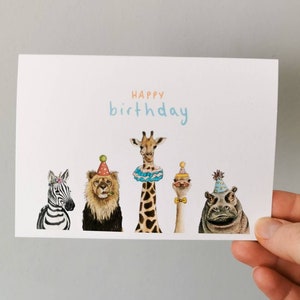 Safari Birthday Card, Birthday Cards, Kids Birthday Card, Animal Birthday Cards, Zebra cards, Giraffe Birthday Cards, Children Birthday card