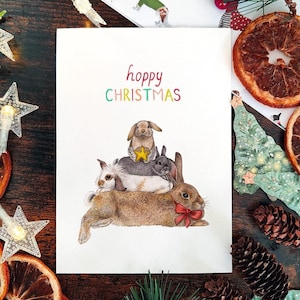 Hoppy kerstkaart, kerstkaarten konijn, kerstkaart konijn, kerstkaart konijn, kerstkaart konijn minnaar, kerstcadeau konijn