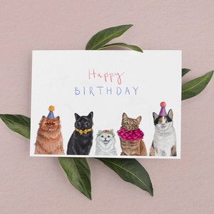 Cat Birthday Card, Birthday Cards, Cats Birthday Cards, Party Cats Cards