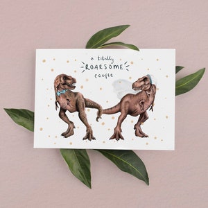 Dinosaur Wedding Card, Wedding Card, Mr and Mrs card, T-Rex Card, Anniversary card, Dinosaur Card, Wedding Cards, Jurassic Card
