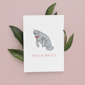 You're my Manatee, Manatee Card, Funny Anniversary Card, Valentines Card