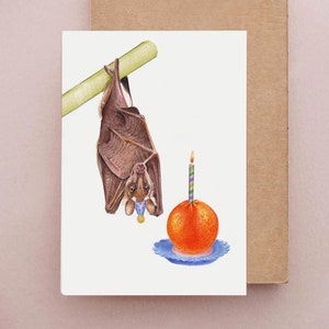 Fruit Bat Geburtstagskarte, süße Fledermaus Karte, lustige Karten, lustige Geburtstagskarte