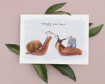 Snail New Home Card, New Home Card, Moving House Card, Housewarming card, Moving Cards, Cute New Home Card, Slug Card, Snail Cards