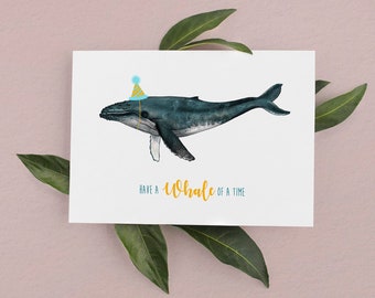 Whale Birthday Card, Funny cards, Birthday Cards, Cute Birthday Cards, Humpback Whale Birthday card, Whale Cards