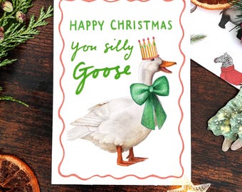 Silly Goose Christmas Card | Bird Christmas Card | Christmas Cards | Quirky Christmas Card | Funny Christmas Cards