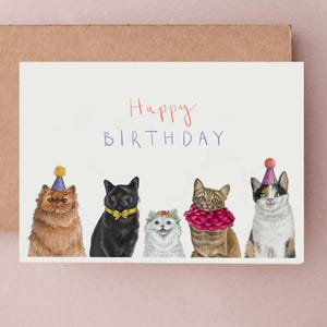 Cat Birthday Card, Birthday Cards, Cats Birthday Cards, Party Cats Cards