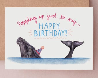 Sweet Whale Birthday Card: Party Hat, Funny Cards