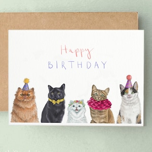 Cat Birthday Card, Birthday Cards, Cats Birthday Cards, Party Cats Cards